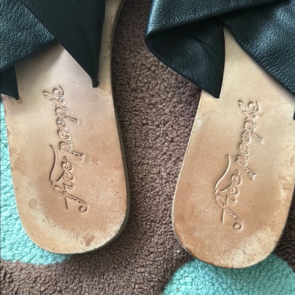 Free People Black Slide Sandals with Crossed Straps - Picture 2 of 4